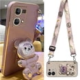 thumbnail image 2 of Quicksand Bear Holder Lanyard Phone Case For Oppo Reno9 Reno 7 8 9 Pro Plus 8T 4G 5G 5F 2 2Z 2F 3 5Lite 6Z 7SE Strap Stand Cover, 2 of 5