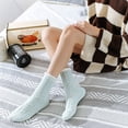 thumbnail image 3 of HUUXIW Women Winter Cute Solid Color Coral Fleece Socks Thick Warm Socks Home Sleep Stockings, 3 of 9
