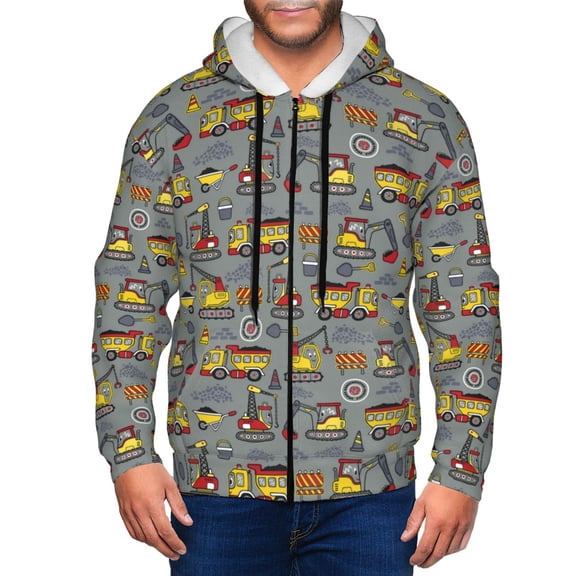 Zip Up Hoodies for Men - Funny Construction Long Sleeve Comfrt Men'S Fashion Hoodies & Sweatshirts, Jackets for Men Hoodies Pullover Clothing Clothes with Pouch