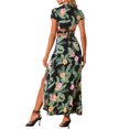 thumbnail image 3 of INSPIRE CHIC Tropical 2 Piece Outfits for Women's Hawaiian Wrap Top and Ruched Front Maxi Skirt Set, 3 of 5