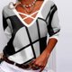 thumbnail image 2 of Top de manga larga estampado con cuello en V suelto de moda para mujer Pompotops  gfhjh11784, 2 of 5