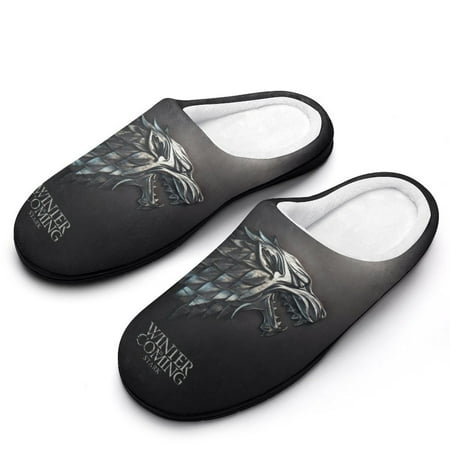 

Men Game of Thrones Slippers Non-Slip Fuzzy House Slippers Warm Soft Plush Winter House Shoes Indoor Outdoor Slip-On Shoes