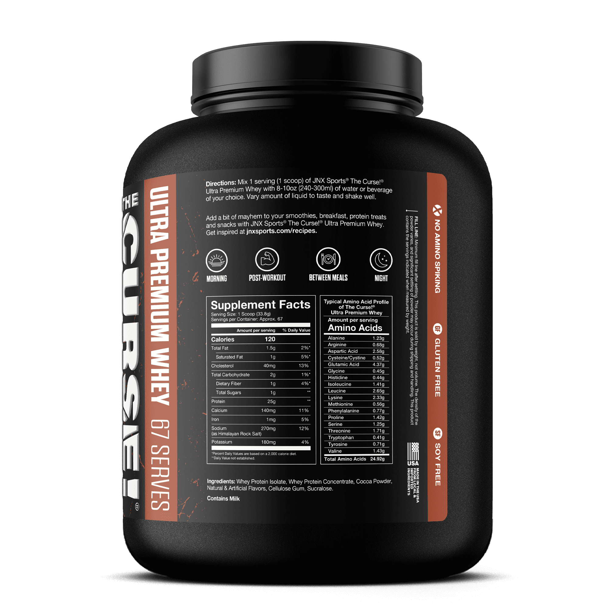 JNX Sports® The Curse! Ultra Premium Whey Protein Powder Double Chocolate, Whey Protein Isolate Blend, 25g Protein per Serving, 5 lb