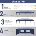 thumbnail image 3 of IVV Outdoor 10x20 FT Folding Canopy Tent with 4 Removable Side Panels (Including 2 Window Walls), Waterproof Gazebo for Events, Camping, Blue, 3 of 10