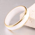 thumbnail image 3 of PAMTIER Unisex Ceramic 6mm Personality Simple Multi-Faceted White and Black Rhombic Cut 2 Colors Ring Couple Wedding Band Gold Plated White Size 8, 3 of 5