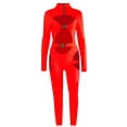 thumbnail image 2 of Biekopu Women Sexy Hollow Out Jumpsuit Long Sleeve Buckle Romper Zipper Bodycon Biker Short Playsuit Y2K Clubwear, 2 of 3