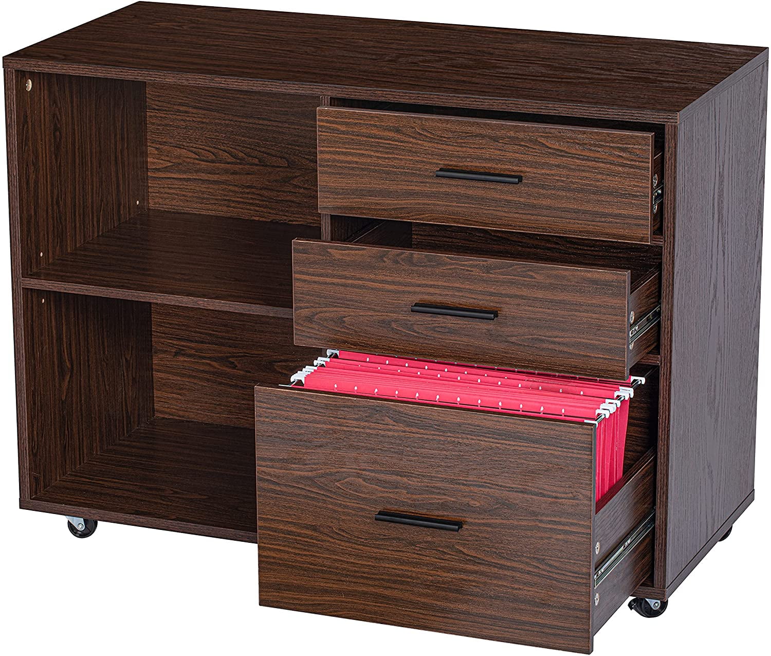 Spirich 3Drawer Mobile Lateral Filing Printer Stand With Open