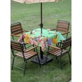 thumbnail image 4 of Outdoor Tablecloth with Umbrella Hole for Patio/Picnic/Party/Camping, Teal Green Hummingbirds Waterproof Table Cloth Square Cover Washable, Spring Watercolor Flowers Plant (54"x 54"), 4 of 8