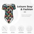 thumbnail image 4 of Fotbe Retro Video Game Pattern Women's Crew Neck Short Sleeves Bodysuit Tops Round Neck Slim Sleeveless Soft Comfortable Basic-Small, 4 of 7