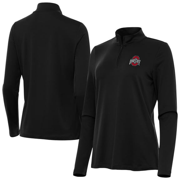 Women's Antigua  Black Ohio State Buckeyes Reprocess Quarter-Zip Top