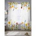 thumbnail image 3 of Sunflower Botanical Semi Sheer Curtains 96 Inch Length 2 Panels Set, Farmhouse Spring Floral Sheer Kitchen Curtain Privacy Voile Window Curtain for Living Room Bedroom Rod Pocket Drapes, 3 of 7