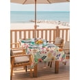 thumbnail image 2 of Outdoor Tablecloth with Umbrella Hole for Patio/Picnic/Party/Camping, Turquoise Birds Waterproof Table Cloth Rectangle Table Cover Washable, Retro Farmhouse Colorful Flowers Herbs (60"x 102"), 2 of 8