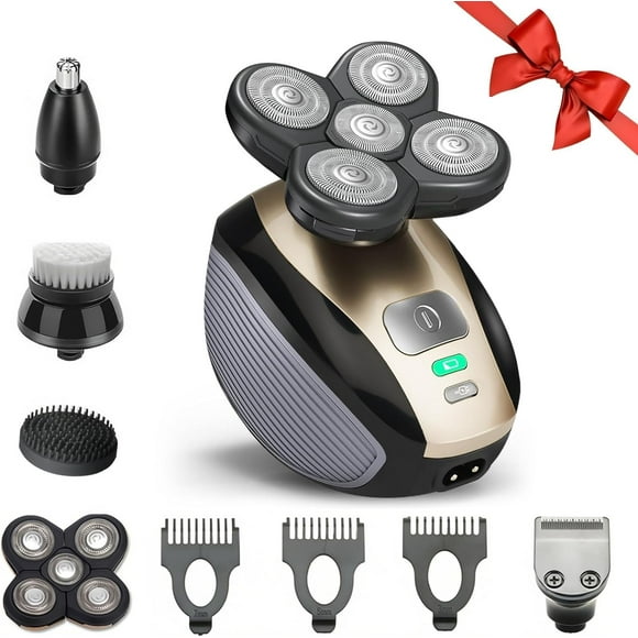 Head Shavers for Bald Men, Skull Shaver, 5 in 1 Electric Razor with Rechargeable Battery, Hair Clipper, Nose Hair Trimmer, Cleaning Brush, Hair Manager, Portable Travel Razor, Idea Gift for Men