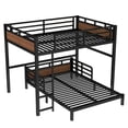thumbnail image 5 of Full XL over Full XL Metal Bunk Bed,Heavy-duty Separable Bunk Beds Loft Bed with Safety Guardrails,Walnut, 5 of 10