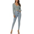 thumbnail image 2 of INSPIRE CHIC Women's Fall Winter Wrap V Neck Long Sleeve Ribbed Knit Crop Sweater Tops L Grey, 2 of 6