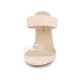 thumbnail image 6 of BLISSFUL STEP Women's Dual Clear Strap Block Heels Mules Slides Sandals Pink 9, 6 of 7