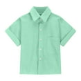 thumbnail image 5 of MEZZALL Kids Linen Shirt Short Sleeved Pleated Button Up Shirt For Spring Summer Casual Loose And Lightweight Tops 11-12 Years Lovely Kids Wear, 5 of 6