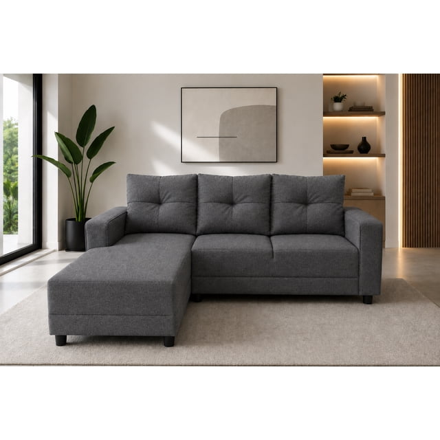 Sala Esquinera El Bazar Store Demeter Gris Oxford 210x160 cm Tela Lino Nacional Modular