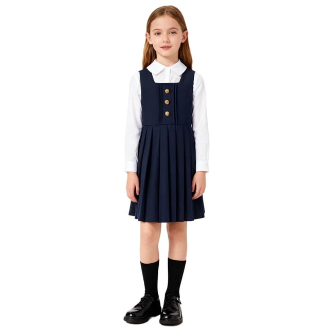 Vestido sin mangas de cuello redondo para niñas, color liso, estilo universitario, vestido plisado para niñas, vestido de rendimiento, vestido para niñas, vestido sin mangas de cuello redondo, vestido