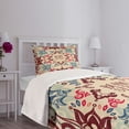 thumbnail image 5 of Ambesonne Flower Quilted Bedspread Set 2 Pcs, Ornate Floral Ethnic, Twin Size, Maroon Beige Violet Blue, 5 of 6