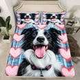 thumbnail image 2 of Castle Fairy Kawaii Animal Dog Boy Girl 4 Pieces Queen Sheet Sets,Love Heart Print Ultra Soft Flat Sheet,Abstract Geometric Plaid Queen Fitted Sheet,Luxury Bedroom Decor, 2 of 7
