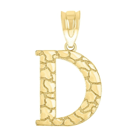 10k Yellow Gold Unisex Nugget Letter Name Personalized Monogram Initial D Charm Pendant Necklace 20.8x12.40mm Wide Penda