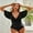 Black, variant on Charmo Womens V Neck One Piece Bathing Suits Short Flare Sleeve Backless Monokini Swimsuits