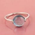 thumbnail image 2 of KIRAN FINE JEWEL Round Blue Topaz CZ Diamond Single Stone Cocktail Band Ring 925 Silver Anniversary Women Gemstone Statement Jewelry Gift For Her, 2 of 5