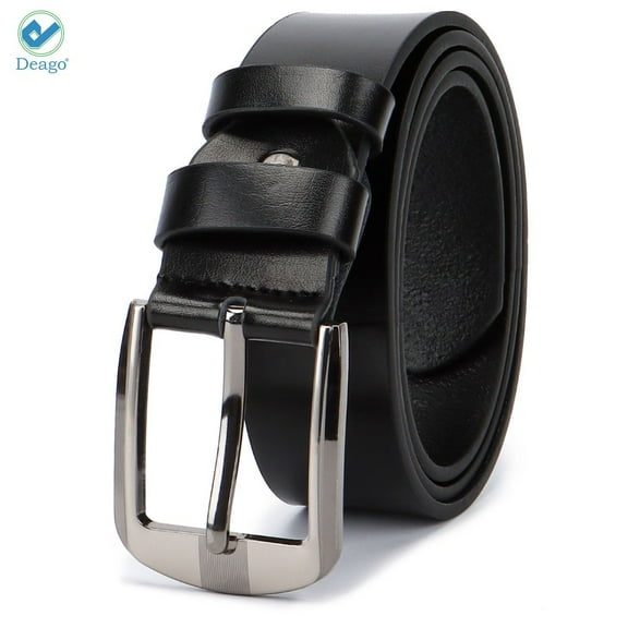 Deago Men's Casual Leather Jeans Belts Classic Work Business Dress Belt with Prong Buckle for Men