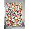 thumbnail image 5 of Shower Curtain Pink Orange Flower Shower Curtains for Bathroom, Waterproof Polyester Shower Curtain Set with Hooks, Small Stall Size 36" x 72" Watercolor Spring, 5 of 6