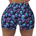 thumbnail image 2 of Fotbe purple flower blue Skull Shorts Sin Costuras – Shorts Deportivos de Cintura Alta para Mujer, Elásticos para Gimnasio, Yoga, Running o Ciclismo-XX-Large, 2 of 8