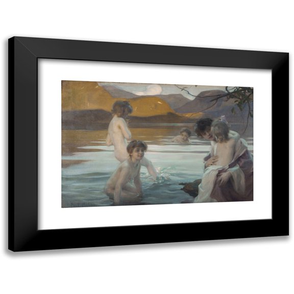 Paul Émile Chabas 14x11 Black Modern Framed Museum Art Print Titled - First Bath (1907)