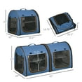 thumbnail image 2 of SAEWUD 39" Portable Soft-Sided Cat Carrier, Cat Kennel, Travel Dog Crate with Divider, Two Compartments, Soft Cushions & Storage Bag, Easy to Fold.Blue, 2 of 22