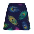 thumbnail image 6 of Peacock Feather Print Design Women's High Waist Skirt Stretchy Casual Mini Skirt, 6 of 8