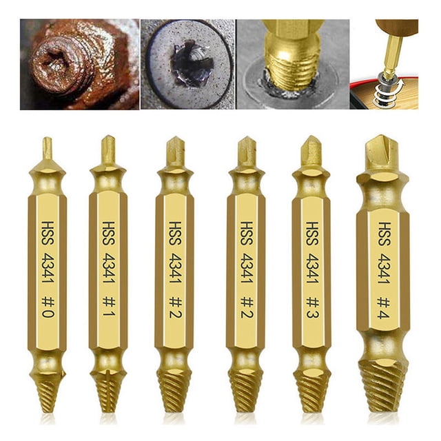 Jinsinto Damaged Screw Extractors, 6 Pieces Damaged Screw Extractor Extractor Set for Removing Lightly Damaged Screws -