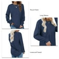 thumbnail image 5 of Sarapandan Women Round Neck Shirts Curved Hem Shirts Casual Pure Color Shirts Long Sleeves Pullover Ocean Blue S, 5 of 6