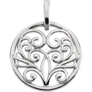 Circular Gemstone - Jewels By Lux 14k White Gold Circular Filigree Pendant