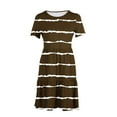 thumbnail image 6 of DeHolifer Womens Casual Dress Summer Beach Striped Dress Short Sleeve Crewneck Knee Length Dresses Loose Sundress Brown XL, 6 of 6