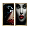 thumbnail image 2 of Designart "Vintage Glamour Blue Woman's Gaze" Fashion Woman Framed Wall Art Set Of 2 - Glam Red Gallery Wall Frame Set For Home Decor, 2 of 6