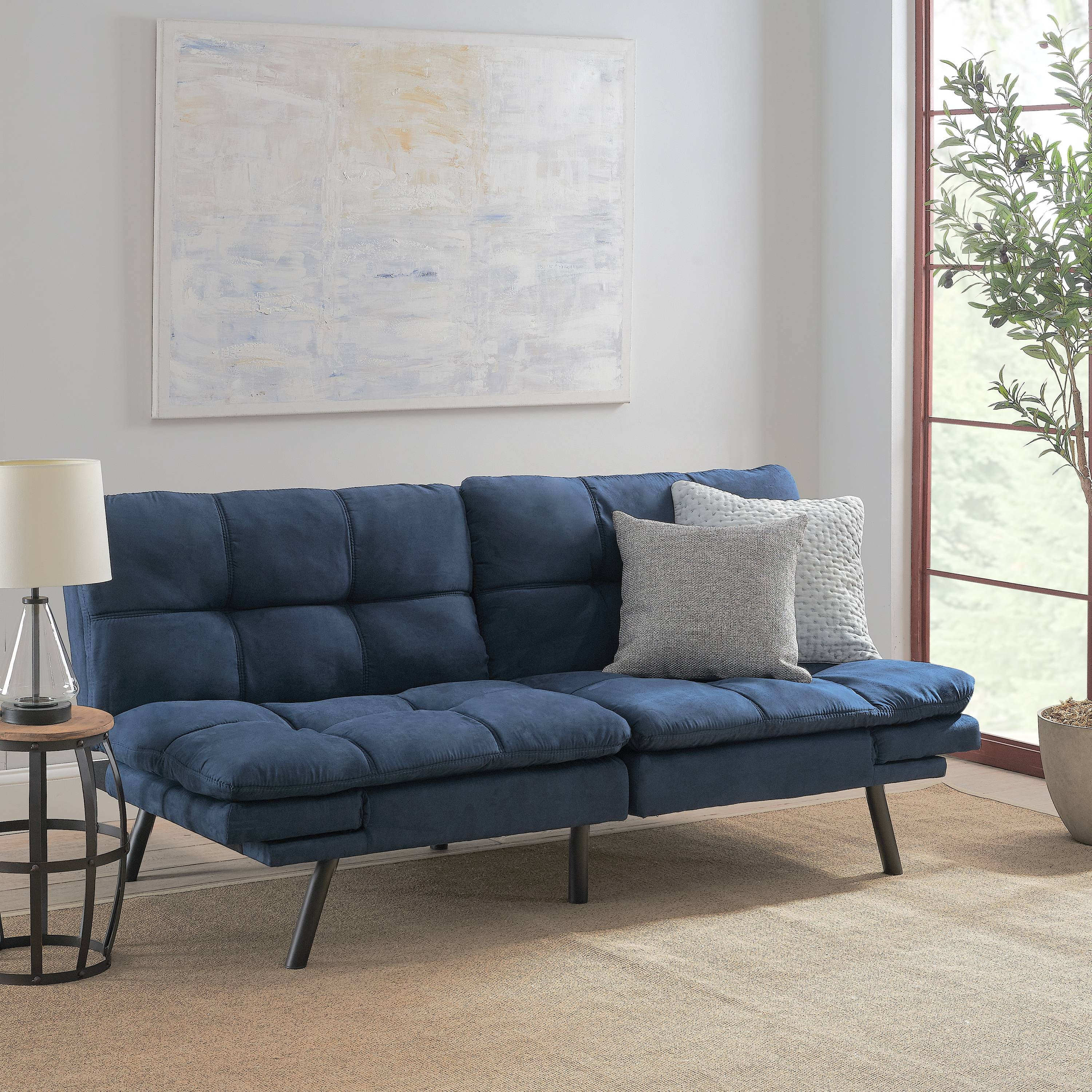 Mainstays Memory Foam Futon Black Suede Walmart Com
