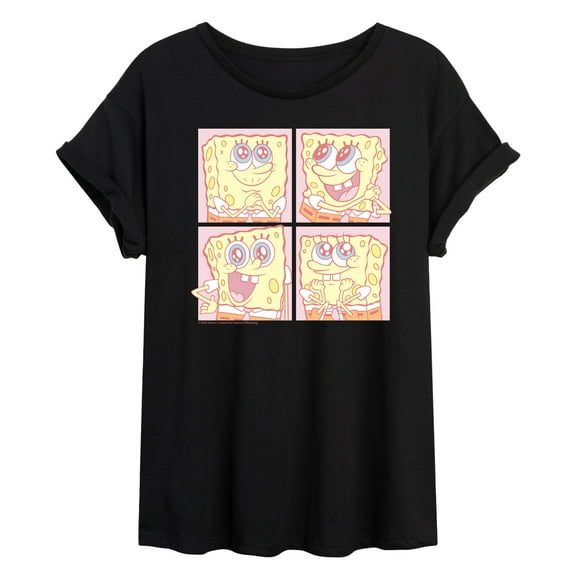 Spongebob Squarepants - Cute Face Grid - Women's Oversized Graphic T-Shirt