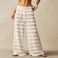 thumbnail image 4 of SONXAHE Layer Ruffle Drawstring Wide Leg Pants for Women Textured Cut Bohemian Daily Vacation Trousers, 4 of 8