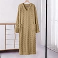 thumbnail image 2 of Jopfuhed Womens V-Neck Fleece Robes Fluffy Plush Bathrobe Long Housecoat with Pockets Winter Warm Cozy Loungewear Sleepwear, 2 of 7