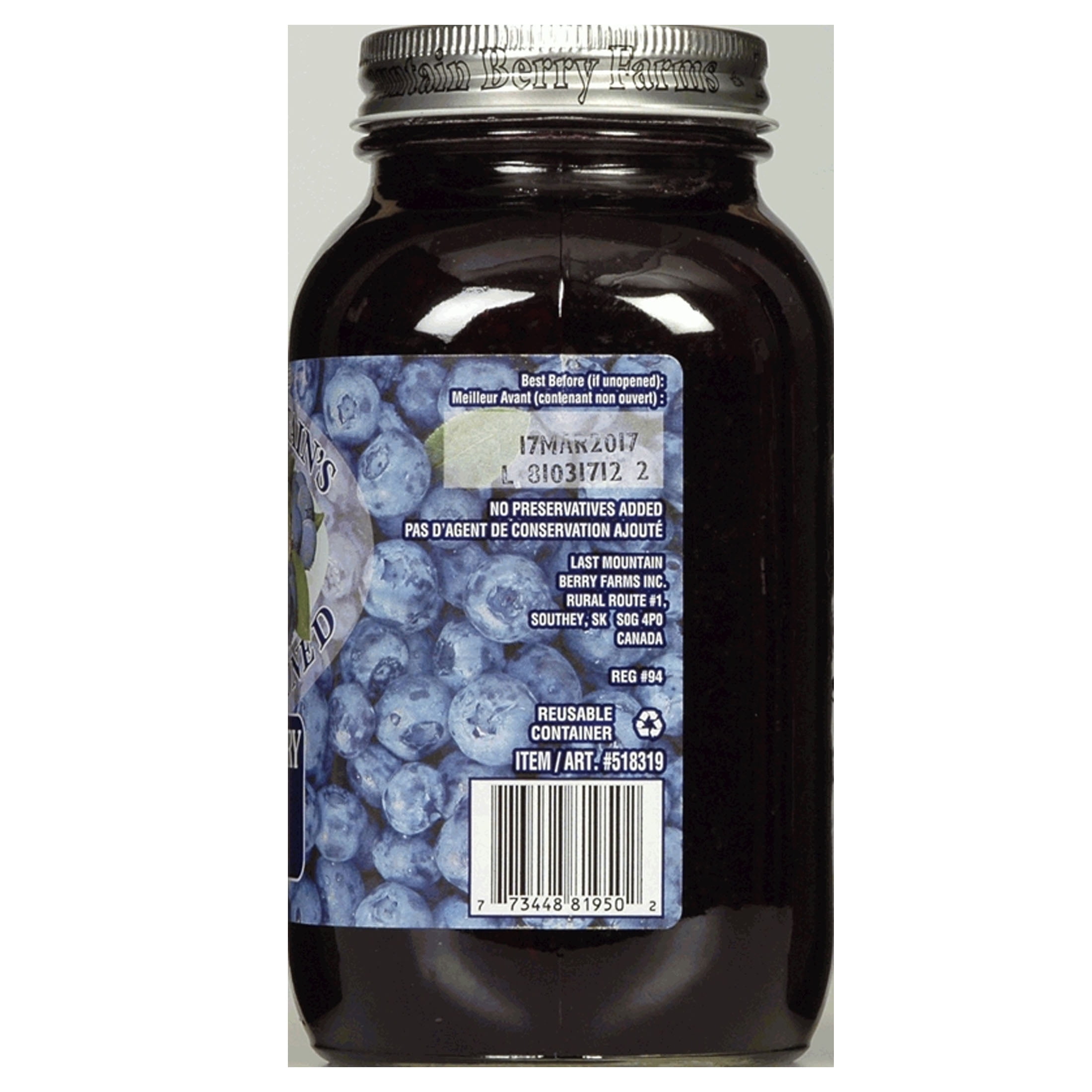 BLUEBERRY SPREAD, LAST MOUNTAIN BLUEBERRY SPREAD