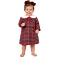 thumbnail image 2 of BdTemWBs Toddler Girl Christmas Plaid Dress Puff Long Sleeve Doll Collared Smocked Dresses Gingham A Line Dresses Casual Girls Princess Christmas Dress (Red-#02,18-24 Months), 2 of 6