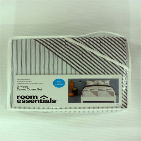 Room Essentials Blue Texture Stripe Duvet Cover Set Full Queen 3pc
