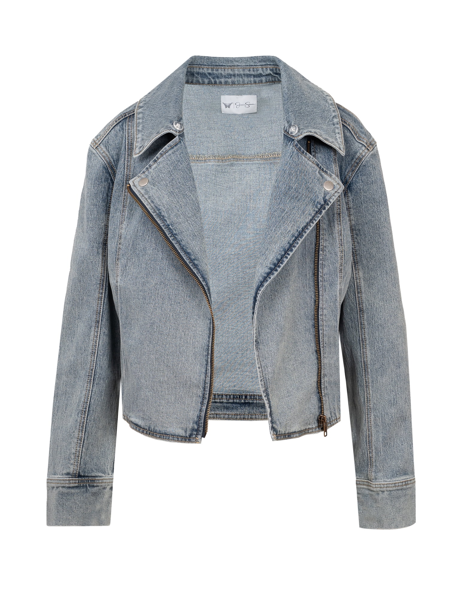 Jessica Simpson Women's Denim Moto Jacket with Faux Fur Collar, Sizes XS-XXL