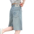 thumbnail image 1 of Shorts en Denim Élastiques Taille Haute Décontractés pour Grande Fille avec Poche Taille 9-10T, 1 of 3