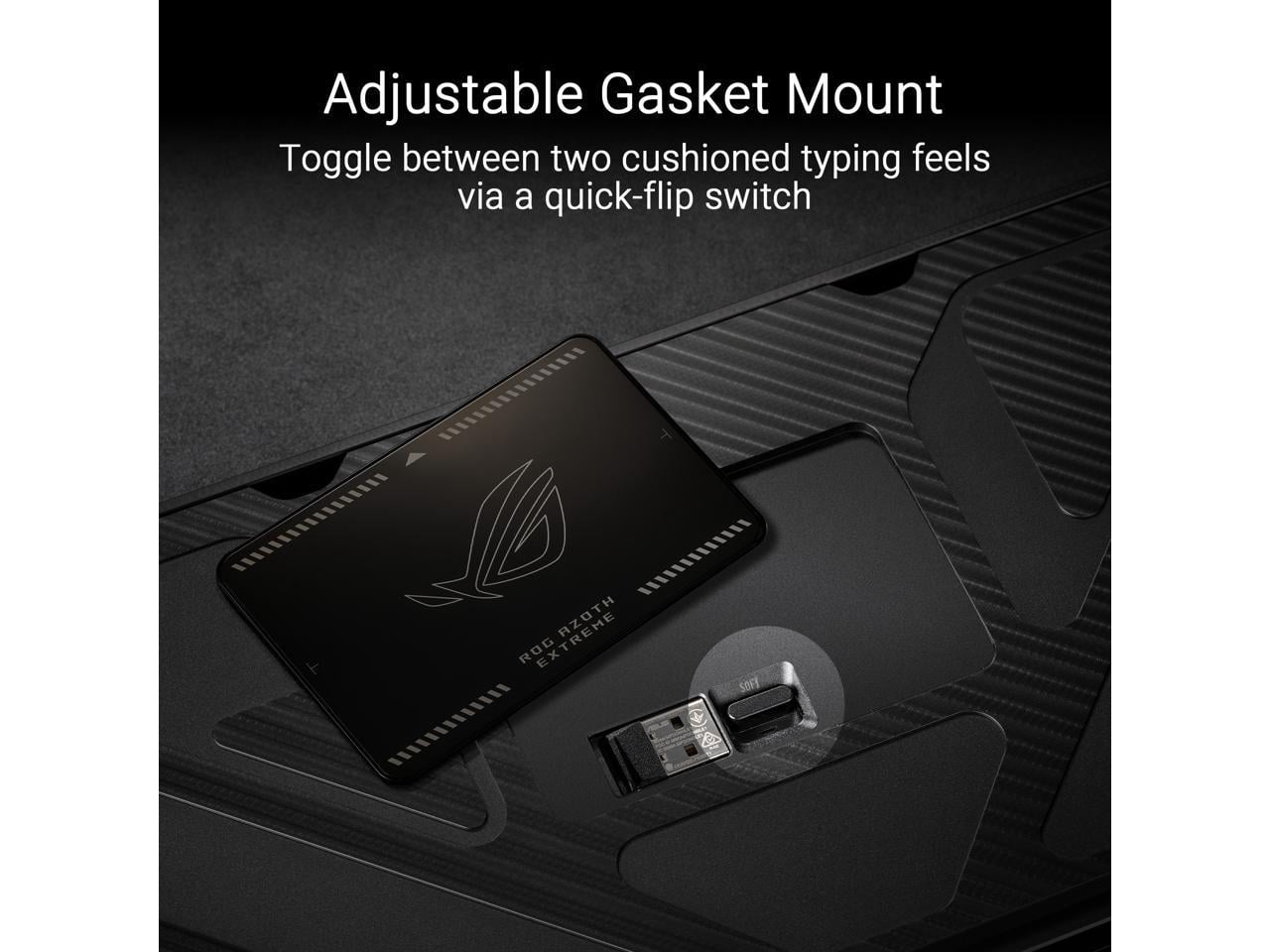 ASUS ROG Azoth Extreme 75 Custom Gaming Keyboard, Aluminum Chassis, Carbon Fiber Positioning Plate, Adjustable Gasket Mount, 3-Layer Dampening, Color OLED Touchscreen, ROG NX Snow Switches, PBT Keyca