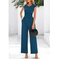 thumbnail image 4 of PRETTYGARDEN Summer Jumpsuits for Women Dressy Ribbed Cap Sleeve Wide Leg Pants Rompers Elegant Casual One Piece Outfits, 4 of 9